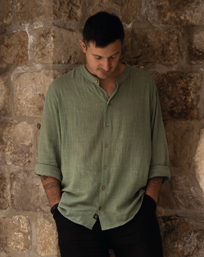 CAMISA CUELLO MAO VERDE