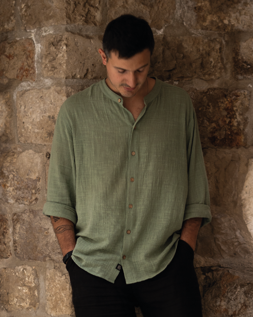 CAMISA CUELLO MAO VERDE