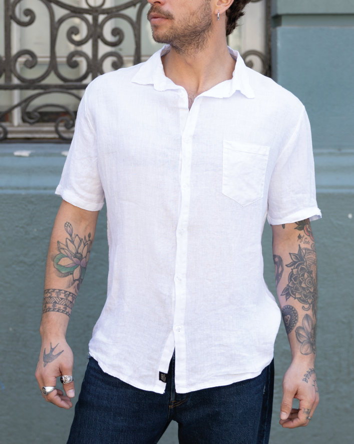 CAMISA LINO MANGA CORTA BLANCO