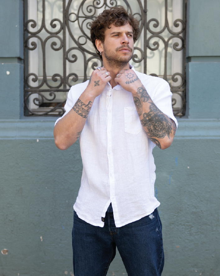 CAMISA LINO MANGA CORTA BLANCO