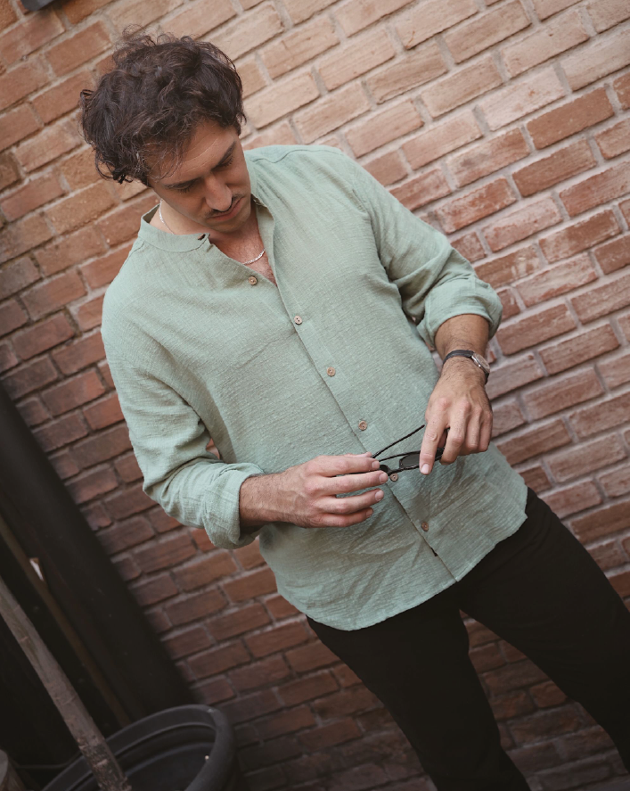 CAMISA CUELLO MAO VERDE